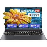 UOWAMOU 15.6-inch Windows 11 Laptop, 16GB RAM, 512GB SSD, FHD IPS Display Laptop Computer, Intel N5095 Quad Core, 2.4/5G WiFi, BT4.2 Backlit and Fingerprint, Lightweight and Portable