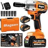 MAGSEN Cordless Impact Wrench 700 FT-LBS(950N.m) 1/2 Impact Gun High Torque Electric Impact Driver Cordless Impact Wrench with 21V 2x4.0Ah Battery 6 Sockets&Case for Home Car Tire Lug Nut Removal Tool