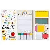 Xqumoi Teaching is A Work of Heart Sticky Notes Set Blackboard Self-Stick Note Pads Teacher Appreciation Gift Writing Memo Pads School Office Supplies