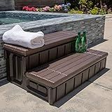XtremepowerUS Universal 2 Slip-Resistant Spa & Hot Tub Step Outdoor Indoor Stool Pool Ladder Compartment Spa Step 36" Inches Long with Storage, Brown/Black