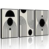 Drsoum Black and White Abstract Framed Wall Art Decor Duotone Minimal Dark Brush Stroke Prints Shapes Illustrations Modern Art Decorative Ready To Hang - 11x14in Black Framed