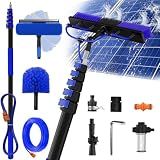 Buyplus 30FT Reach Solar Panel Cleaning Brush Kit with 5-24FT Telescoping Pole, Water Fed Window Cleaner Tool with 20" Brush, Soap Dispenser, Cobweb Duster, Squeegee for Roof, RV, Gutter, Deck,Blue