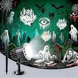 Halloween Projector Lights Outdoor, 4 Rotating Dynamic Ghost Decorations Light, Waterproof Scary Skull Holiday Lights for Yard Patio Window Garden Wall Party Decor, Indoor & Outdoor