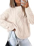 Trendy Queen Oversized Sweaters Womens 2025 Early Fall Fashion Outfits Cable Knit Crewneck Plus Size Pullover Cute Chunky Long Tunic Top Winter Old Money Clothes With Leggings Essential Clothing
