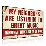 ALKB Metal Sign Music Gifts for Men - Man Cave Music Decor for Guy's Garage, Bar & Man Cave Decoration