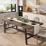 Industrial Dining Table for 6-8 People, 70.87" Long Wooden Kitchen Table with Sturdy Metal Frame & Rustic Brown Finish - Seats 6 Rectangular Counter for Dinner, Kitchen, Dining Room - Brown