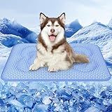 Rywell Dog Cooling Mat ,36*27 Super Thick & Comfortable Cooling Mat for Large Dog with Arc-Chill 3.0 & PCM Tech(Q-Max>0.5), Endothermic Color Changing&Dual Sided for All-Year Use, Portable for Pet Bed