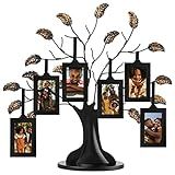 Americanflat Family Tree Picture Frame - Includes 6 Hanging 2x3 Picture Frames - Adjustable Ribbon Tassels - Ideal as Mother’s Day Gifts, Birthday Gifts, or Christmas Decor - Black and Bronze