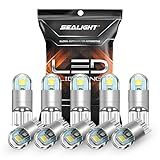 SEALIGHT 194 LED Bulb 6000K White, License Plate Light, Dome Light, T10 168 2825 W5W 3030 Bright Chips Wedge for Replacement Light Bulb, Map Trunk Door Courtesy Dash LED Light Bulb,Pack of 10