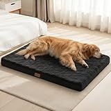 Patas Lague Orthopedic Dog Bed Large Sized Dog 36''X24'', Waterproof Soft Comfortable Egg Crate Foam Large Pet Beds Crate Mat with Removable Washable Cover and Nonskid Bottom, Black