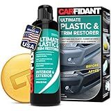 Carfidant Plastic Restorer for Cars – Refreshes Faded Plastic, Vinyl & Rubber Trim with Polish for Deep Shine – Protects Against UV & Dirt – Black Exterior & Interior Care for Detailing - 8.4 fl. Oz.