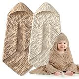 Muslin Hooded Baby Towels 2 Pack, 100% Cotton Baby Bath Towels for Newborn