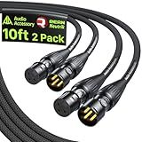 AA AUDIO ACCESSORY XLR Cables 10ft 2 Pack, Neutrik REAN Gold-Pin Connectors, 21AWG OFC, Kevlar-Reinforced Nylon Braided, AL & OFC Dual Shielded Male to Female Balanced XLR Microphone Cable for Shure
