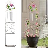 Garden Trellis with Plant Stands, 48” Metal Detachable Hummingbird Plant Pot Trellis with Wind Chimes for Climbing Plants Outdoor Lawn Patio Porches Decor