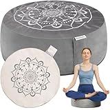 Hihealer Meditation Cushion, Traditional Tibetan Meditation Pillow Velvet Cover - Large Floor Cushion Seating for Adults - Yoga Buckwheat Bolster for Women、Moms