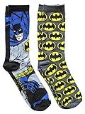 Hyp DC Comics Batman Grey Pattern Men's Crew Socks 2 Pair Pack Shoe Size 6-12