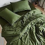 DOZ Sheet Set, 100% Viscose derived from Bamboo, Organically Grown, Buttery Soft, Cooling Sheets, High GSM, Deep Pockets - 3 Piece - 2 Pillowcases 1 Fitted Sheet (Forest, Queen)