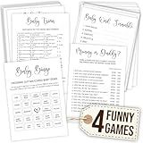 Woodamore Funny Baby Shower Games Gender Neutral - Baby Shower Bingo Game For Girl, Baby Bingo For Baby Shower Boy Decorations, Baby Word Scramble Guess Who Mommy Or Daddy, Fun Baby Trivia Cards