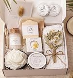 Coralogo Coconut Spa Gifts for Women - 12pc Self-care Spa Gift Basket with Bath Salt, Greeting Card - Thinking of You Basket for Her Birthday, Christmas, Mother's Day, Valentine's Day