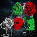 Halloween Projector Lights Outdoor, Rotating Halloween Ghost Projector, Waterproof Halloween Light Projector Landscape Lights for Outdoor Indoor, Yard, Patio, Garden, Party Decor (Red & Green Ghost)