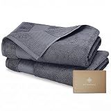 BIOWEAVES 100% Organic Cotton 700 GSM Plush Bath Towels 30" x 58" GOTS Certified - Charcoal, Pack of 2