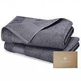 BIOWEAVES 100% Organic Cotton 700 GSM Plush Bath Towels 30" x 58" GOTS Certified - Charcoal, Pack of 2