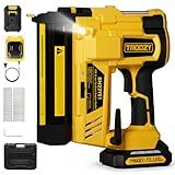 Troozy Pneumatic Brad Nailer Staple Gun, Pro-Preferred Electric Nail Gun Battery Powered, 18 Gauge 1/4" Narrow Crown Staples, Cordless Finish Nailer for Molding, Chair Rail and Cabinetry