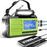 10000wAh/37000mWh Hand Crank Emergency Radio, AM FM NOAA Weather Alert Radio, Portable, Solar, 4 Charging Methods, 3-Mode Flashlight, Reading Lamp, SOS Alarm, Phone Charger for Winter Storm Emergency