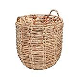 happimess BSK1003A Laurel Bohemian Hand-Woven Abaca Wicker Storage Basket with Handles, Seagrass Container for Decoration in Bedroom, Living Room, Laundry Room, Entryway, Natural