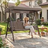 PURPLE LEAF Outdoor Porch Swing for Adults Durable Bronze Aluminum Frame