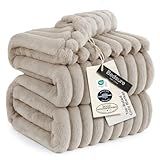 Bedsure GentleSoft King Size Blanket for Bed - Cozy Soft Blankets for Women, Cute Large Fleece Throws for Girls, Beige, 108x90 Inches