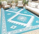 HEBE Outdoor Rug 6'x9' Waterproof for Patios Clearance, Reversible Plastic Straw Rug Camping Carpet, Indoor Outdoor Area Rugs Patio Mats for RV,Picnic,Backyard,Deck,Balcony,Porch