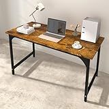 StarGraph Home Office Desks 47 Inch Large Office Desk with Sturdy Metal Frame Modern Computer Desk Gaming Study Writing Work from Home Desks, Rustic Brown