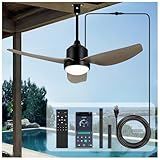 nebulium 42" Outdoor Ceiling-Fan with Light: Waterproof Plug-in Ceiling Fan, App/Remote Control, Dimmable 3CCT LED Lights, 6 Speed Quiet DC Motor, for Porch Patios