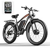 E Bikes for Adults Electric, 51 MPH Peak 5000W Dual Motor Ebike, Fat Tire Electric Bike 32AH 52V Fastest E-bike, 26”Commuting Electric Bicycle 130 Miles, Hydraulic Disc Brake 7 Speed Front Suspension