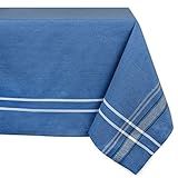 DII French Stripe Tabletop Collection Farmhouse Style Dining Table Linen Tablecloth, 60x84, Blue Chambray
