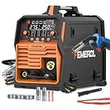 FEMEROL 250A MIG Welder,6 in 1 Gas MIG/Gasless Flux Core/Stick/Lift TIG/Spot Welding/Spool Gun Compatible Aluminum Welding Machine Large LED Display 110V/220V Multi Process Welder