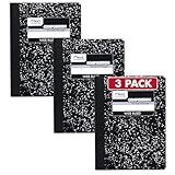Mead Composition Notebook, 3 Pack, Wide Ruled Paper, 7-1/2" x 9-3/4", 100 Sheets per Comp Book, Black Marble (38301)