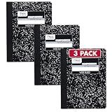 Mead Composition Notebook, Wide Ruled Paper, 7.5" x 9.75", 100 Sheets, Black Marble, 3 Pack (38301)