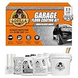 Gorilla Epoxy Garage Floor Coating (12 pc) Kit, 2.5-Car, Concrete Flooring, 100% Solids, Superior Adhesion, Incredibly Durable High Gloss Gray Finish, 550 sq. ft. Coverage