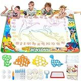 Jasonwell Aqua Water Doodle Mat 60x40 Inches Large Magic Drawing Doodling Mat Coloring Mat Educational Toys Christmas Birthday Gifts for Kids Toddler Boys Girls Age 2 3 4 5 6 7 8 Year Old (Dinosaur)