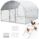 Quictent Large Metal Chicken Coop Run for 6/10 Poultry with Roosting Perch & Swing, 6.6x10FT Upgraded Outdoor Walk-in Cage Arch Hen Duck Rabbit Yard Farm House, Chicken Wire, Waterproof Roof Tarp