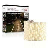 UltraPro LED Rope Lights, 50ft Classic Clear Rope, Warm White Light 3000K, Indoor/Outdoor, Flexible, Linkable, Durable, Rope Lights Outdoor, 54505