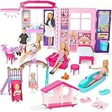 Style Shine Doll House Portable & Foldable Dollhouse w/ 60+ Pcs & 2 Dolls, Play House Toy with Bedroom Bathroom Kitchen Furniture Playset, Playhouse Birthday Gift for Girl Kid Toddler