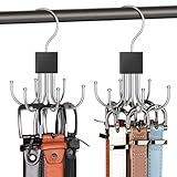 Belt Hanger, 2PCS Belt Organizer for Closet 360° Rotatable Max 48 Belt Storage Rack Space Saving Closet Organizers and Storage for Belt, Bra, Tank Top, Tie, Scarf, Purse