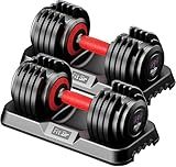 Fit Sir Adjustable Dumbbell Set, 10-in-1 25LB Ajustable Dumbbells with Safe Locking System, Enclosed Storage Tray, 1 Sec Fast Adjustment, Comfortable Non-Slip Textured Grip, Suitable for Home Gym Workouts Men and Women