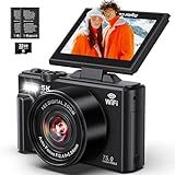 5K Digital Camera - WiFi 75MP Cameras for Photography - UHD Vlogging Camera for YouTube with 3" 180° Flip Screen - Autofocus Compact Video Travel Camara with 18X Zoom, 32GB SD Card, 2 Batteries