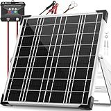 Voltset 12V Solar Battery Charger - 20W Waterproof Solar Panel Kit with Smart MPPT Controller - Trickle Charger Maintainer for Car RV Boat Marine Trailer Automotive Trailer Truck Motorcycle