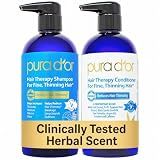 PURA D'OR Hair Thinning Therapy Biotin Shampoo & Conditioner Set, 16oz x2