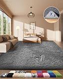Ophanie Area Rugs for Living Room Bedroom, Upgrade Non-Slip Fluffy Soft Grey Shag Carpet, Indoor Floor Gray 4x6 Fuzzy Shaggy Living Room Plush Rug for Kids Home Dorm Decor Aesthetic